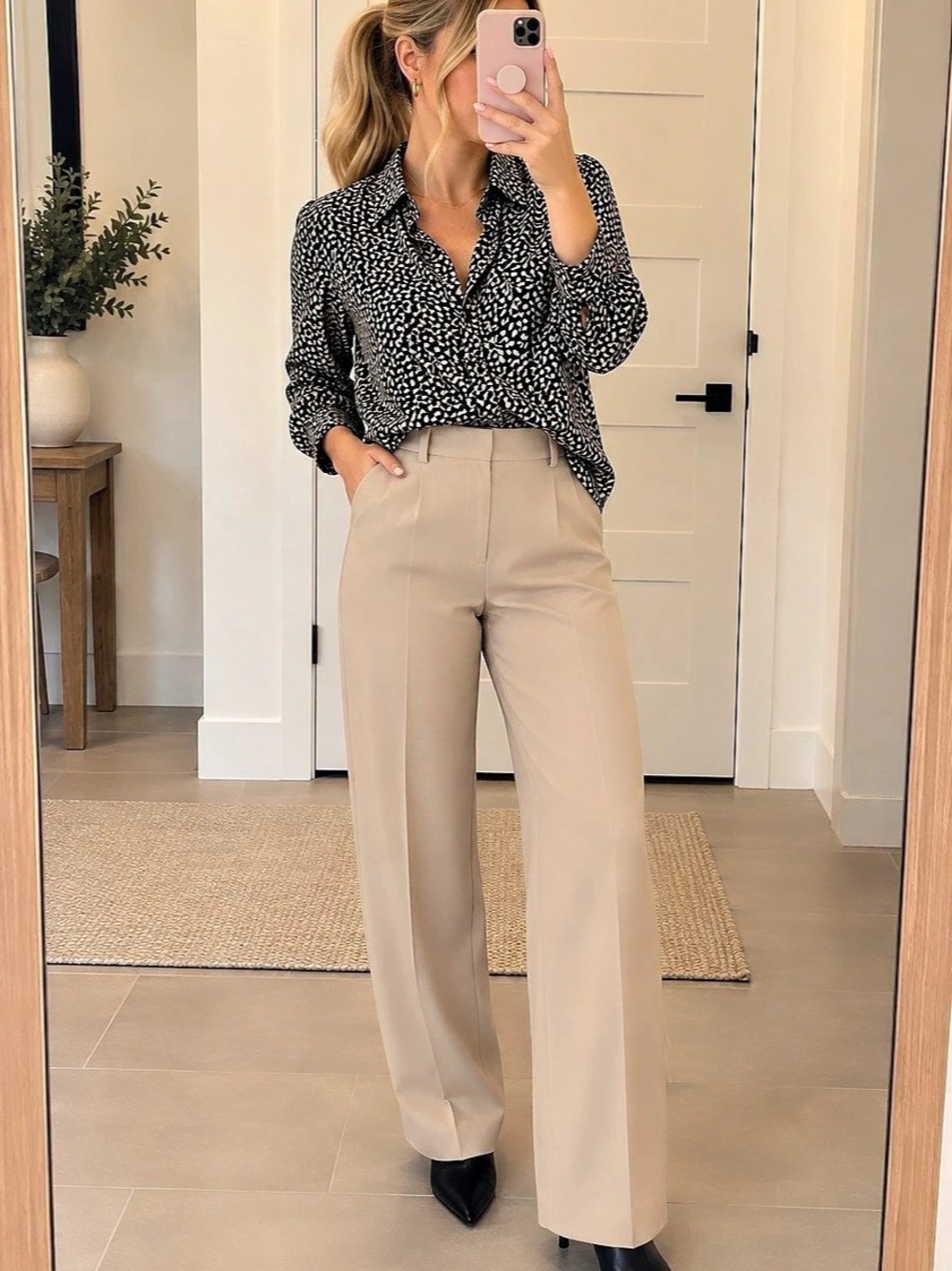 Printed Long Sleeve Button Down Shirt